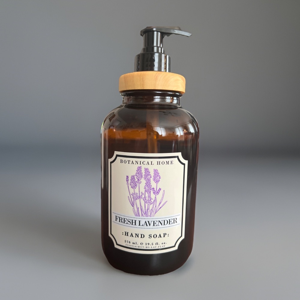 PREMIUM FRESH LAVENDER LIQUID HAND SOAP IN GLASS BOTTLE